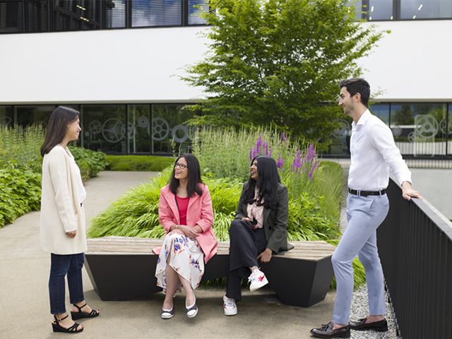 Richemont Group-Meyring office in Geneva with colleagues discussing outside